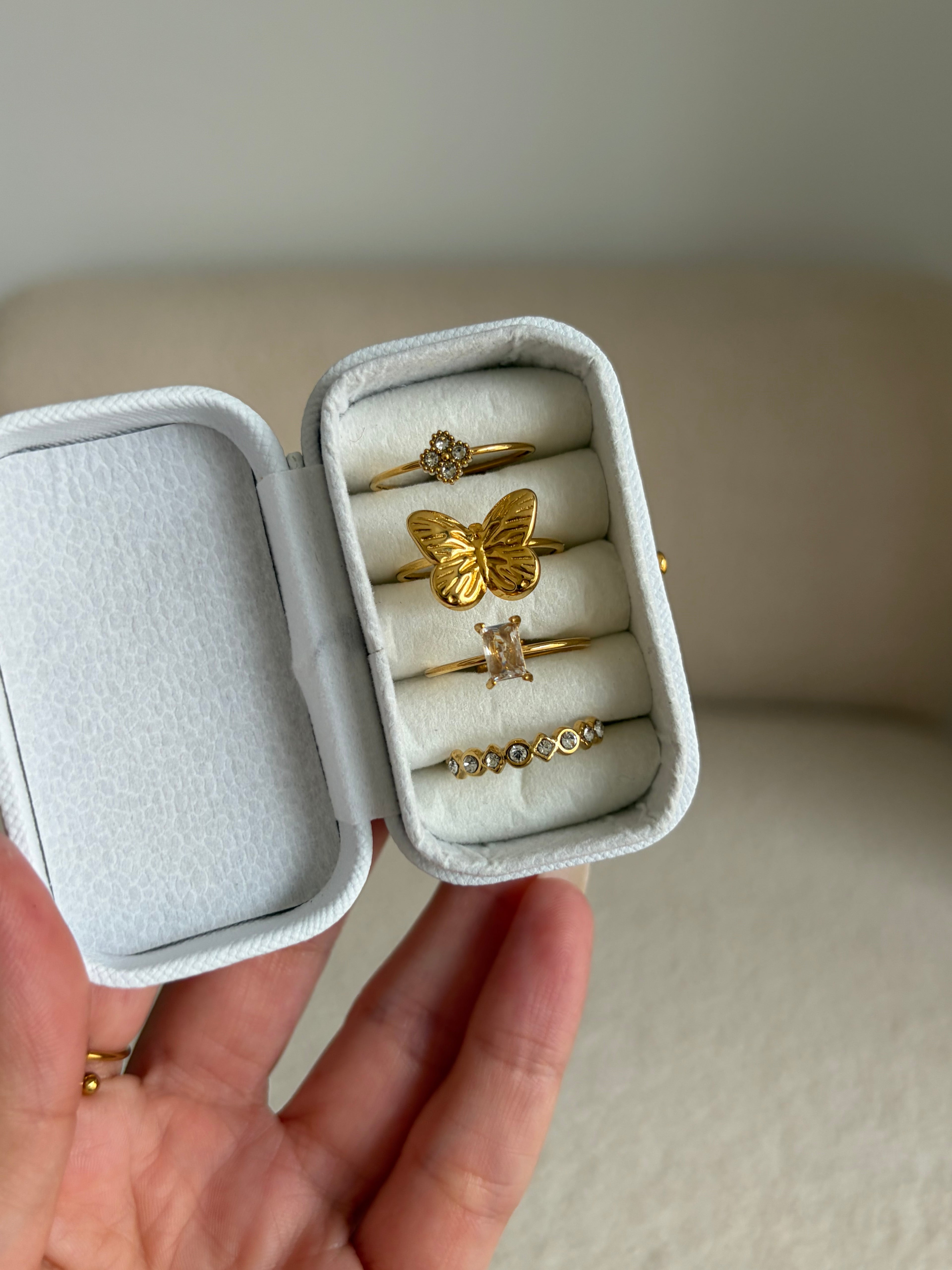 Mini Joyero + 4 Anillos